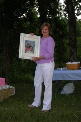 Rita with the picture Amber and Jason gave her.
